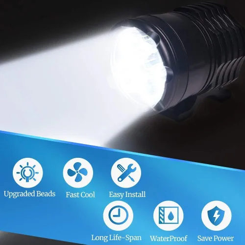Miniatura 2 de Ourbest Luz de motocicleta, 12 V 24 V alto/bajo/estroboscópico motocicleta auxiliares luces ATV UTV Bicicletas Dirt Bike Led niebla luces