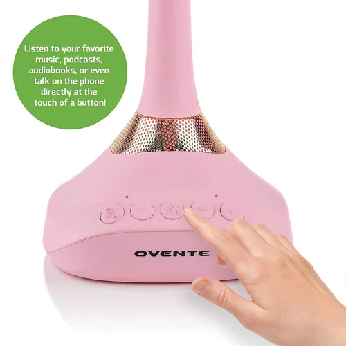 Miniatura 6 de Ovente Espejo de tocador iluminado, parte superior de mesa, giro de 360 grados, círculo de doble cara, LED, 1 x 5X, lupa con audio MP3, altavoz