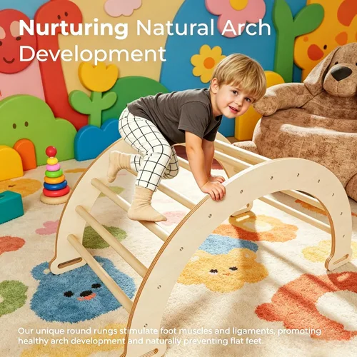 Miniatura 6 de LINKHOO Pikler - Juego de 4 triángulos de madera, juego de escalada Montessori para niños de 2 a 8 años, gimnasios de selva de interior con arco