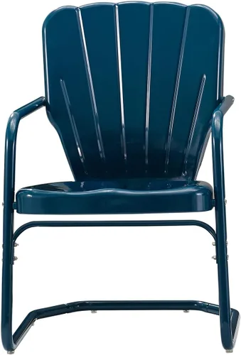 Miniatura 4 de Crosley Furniture Ridgeland - Juego de 2 sillas para exteriores, sillas de metal retro para comedor, porche, cubierta, azul marino