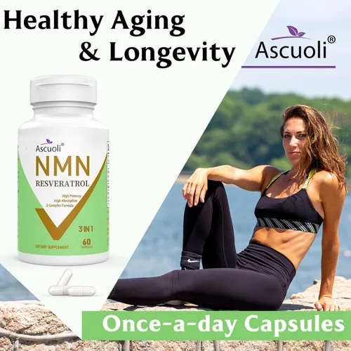 Miniatura 7 de 99% Ultra Pureza NMN 500 mg + Trans-Resveratrol 600 mg, 1150 mg NMN Resveratrol Suplemento, Fórmula Avanzada 3 en 1 para Boost* NAD, Célula, Inmune