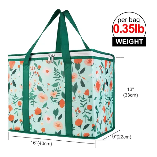 Miniatura 2 de Bodaon - Paquete de 2 bolsas de compras reutilizables y aisladas para comestibles, tamaño XL, bolsa térmica para picnic con cierre superior, bolsa
