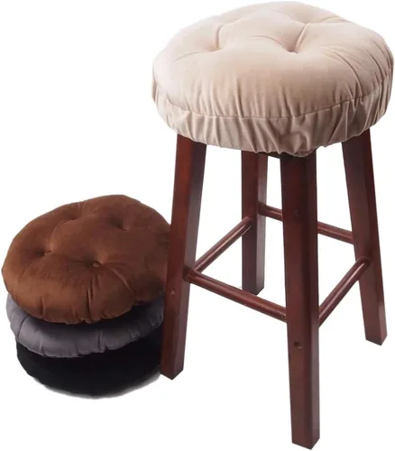 Miniatura 6 de Augld Cojín para taburete de bar, de terciopelo suave, acolchado, redondo, 12 pulgadas, terciopelo beige Velvet Beige