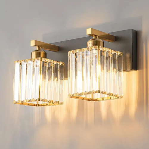 Miniatura 14 de Lámpara de tocador moderna de 2 luces de níquel cepillado, lámpara de tocador de cristal, luz de pared de baño, accesorios de iluminación de baño