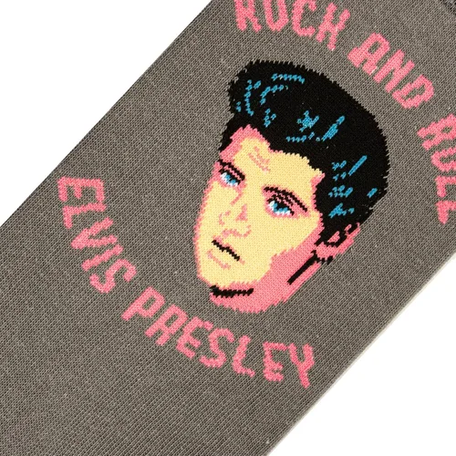 Miniatura 4 de Odd Sox Elvis Presley The King of Rock N Roll - Calcetines para hombre divertidos regalos de coleccionista Negro