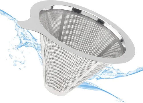 Miniatura 6 de TQEONKL - Gotero de café reutilizable sin papel, cono de metal, reutilizable, taza individual (2-4 tazas)