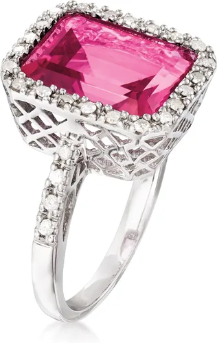 Miniatura 3 de Ross-Simons Anillo de topacio rosa de 6.50 quilates y diamantes de .25 qt t.w en plata de ley