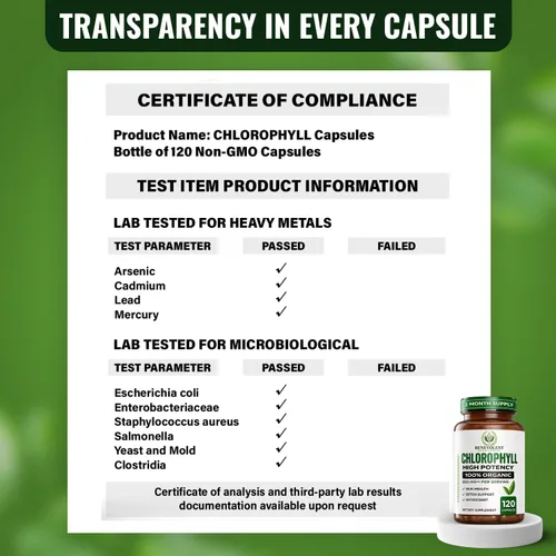 Miniatura 8 de Benevolent - Cápsulas de clorofila de 350 mg - 100% natural + ultra clorofila concentración de potencia 20x para impulso de energía, apoyo