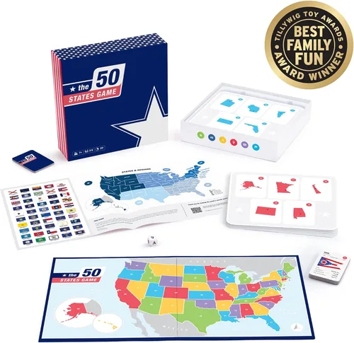 Miniatura 5 de The 50 States Game - Juego de mesa de geografía de EE. UU. - Juego educativo para niños y adultos - Aprendizaje divertido para niños y niñas
