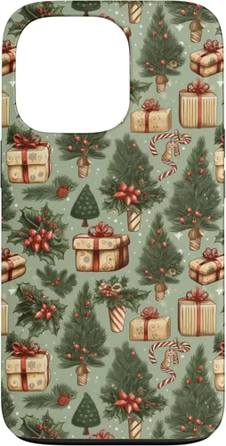 Miniatura 10 de Vintage Christmas Theme Holiday Trees, Presents, Teal, Bows Case for iPhone 17