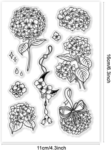 Miniatura 2 de PH PandaHall Sellos transparentes de hortensias, sellos de silicona con flores, sellos de goma para álbumes de fotos, tarjetas de vacaciones