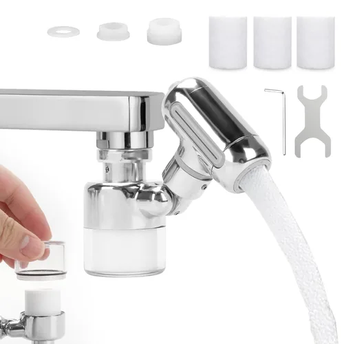 Grifo de filtro de agua para fregadero, purificador de agua giratorio de 360°, filtro de grifo de baño que elimina cloro, fluoruro de cloro, metales