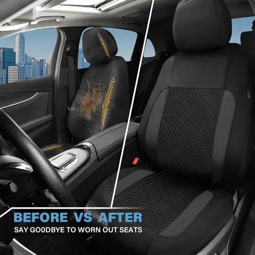 Miniatura 6 de CAR-GRAND Fundas de asiento impermeables con relieve 3D para automóvil, juego completo de fundas de asiento de automóvil de neopreno EVA, universal