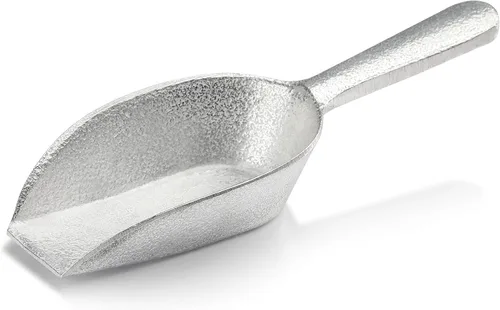 New Star Foodservice 34622 Cuchara de utilidad de fondo plano de aluminio fundido, 1 oz, tamaño extra pequeño, plateado (solo lavado a mano)
