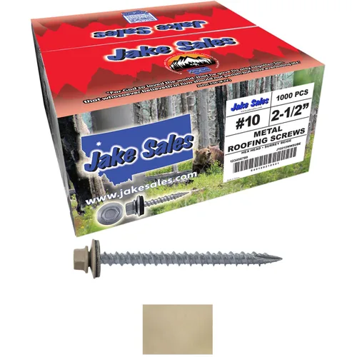 Miniatura 40 de 10 tornillos para techos de metal gris ABC de 2-1/2 pulgadas, cabezal de arandela hexagonal, arranque automático/roscado, arandela EPDM. 1 bolsa
