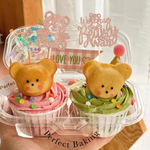 Miniatura 3 de Rsstarxi Paquete de 24 Adornos para Cupcakes We Can Bearly Wait con Purpurina de Oso para Baby Shower, Palillos Decorativos para Cupcakes
