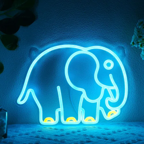 YuanDian Letrero de neón de elefante, luces de neón de animales para dormitorio, sala de estar, decoración de pared, regalos de fiesta de cumpleaños