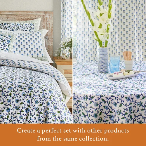 Miniatura 4 de Saffron Marigold Cortinas de Algodón de Media Cocina para Ventanas Pequeñas, Baño y Café Estampadas a Mano con Bloque Moonlit Taj - Diseño Bohemio