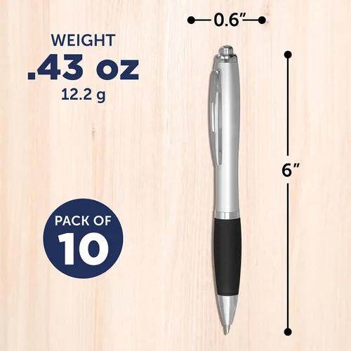Miniatura 5 de DISCOUNT PROMOS - Bolígrafos personalizados con agarre de goma y tinta negra, paquete de 10 unidades, diseño ergonómico, ideal para oficina