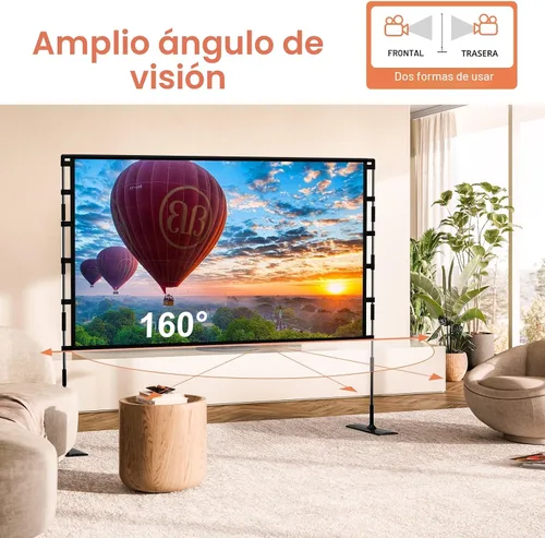 Miniatura 7 de TOWOND Pantalla de Proyector y Soporte, Pantalla de Proyector para Exteriores de 120 Pulgadas para Interiores, Pantalla de Película Portátil 16:9 4K