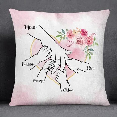 Miniatura 8 de Hands Holding Hand Floral Heart I Love Being Mom, Personalized Pillow, Gifts for Mom Mother from Kids Children Mothers Day Option 1