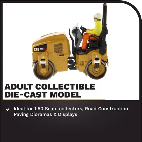 Miniatura 3 de Diecast Masters Compactador de utilidad CAT Caterpillar CB-2.7 con operador High Line Series 1/50 Diecast Model 85593