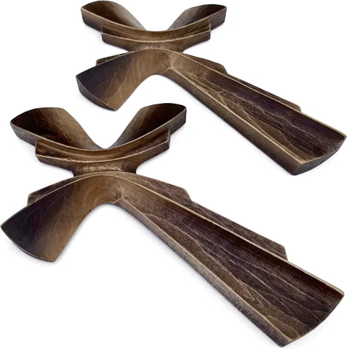 Miniatura 5 de Cruz colgante de madera tallada a mano para decoración de pared, pared de crucifijo grande hecha a mano, cruz religiosa cristiana (7.87, marrón)