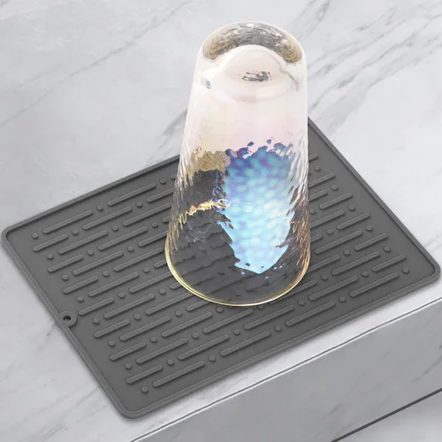 Miniatura 19 de GeeRic Tapete para secar platos, tapete de silicona resistente al calor para encimera de cocina, tapete antideslizante para secar platos, apto