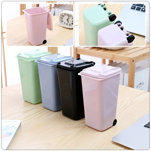 Miniatura 3 de Tofficu 3 piezas Mini bote de basura con tapa, cubo de basura multifuncional de escritorio para oficina y hogar, soporte de basura compacto