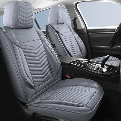 Miniatura 13 de HChengkikz Fundas de Asiento de Automóvil Par Delantero, Fundas de Asiento de Cuero Nappa Transpirable para Automóviles, Cojines Universales