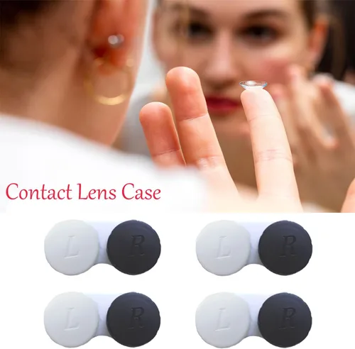 Miniatura 3 de Paquete de 4 Estuches para Lentes de Contacto a Granel Caja Contenedor de Remojo y Almacenamiento (Negro)