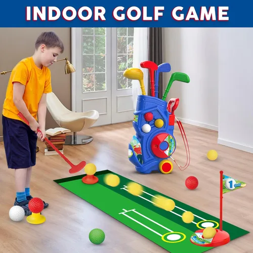 Miniatura 6 de Letapapa Juego de golf para niños pequeños, palos de golf mejorados para niños con alfombrilla de putting, juguetes para niños de 3, 4, 5+ años