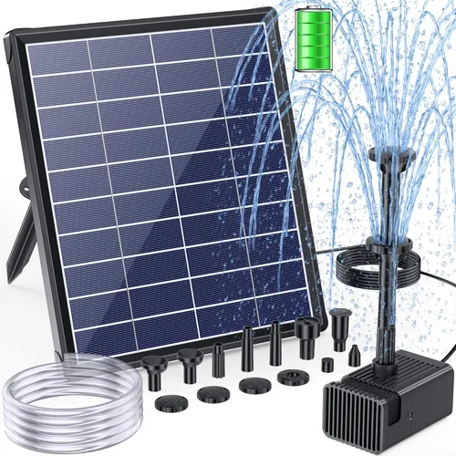 Miniatura 11 de POPOSOAP Bomba de Fuente Solar con Kit de Filtro de Estanque con Batería de Respaldo Integrada de 3000mAh, Bomba de Fuente de Agua Solar de 8W