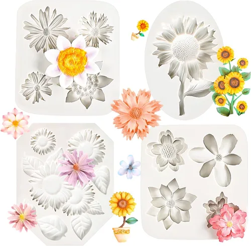 Miniatura 14 de KALAIEN Molde de silicona de flores de crisantemo para decoración de pasteles de fondant, chocolate, azúcar, decoración de pasteles de caramelo