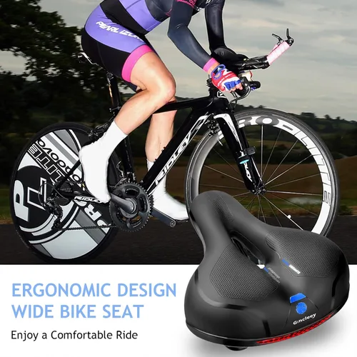 Miniatura 8 de Asiento de bicicleta cómodo para mujer y hombre, sillín de bicicleta ancho de repuesto con acolchado de espuma viscoelástica, suave y con absorción