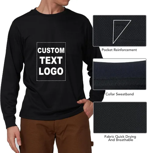 Miniatura 5 de A-SAFETY Playera de manga larga de seguridad de alta visibilidad, personalizable con logotipo (XS-6XL)