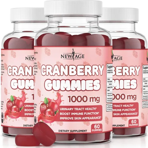 NEW AGE Gomitas de arándano para la salud del tracto urinario, 1000 mg - Apoya la vejiga, los riñones, las infecciones urinarias (arándano 180