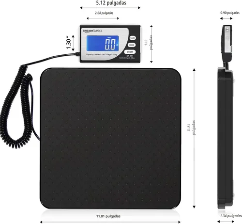 Miniatura 7 de Amazon Basics Báscula postal digital, resistente, plataforma de aluminio, capacidad de 440 libras, legibilidad de 1 onza, color negro