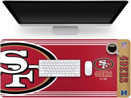 FOCO Alfombrilla para mouse de escritorio oficial establecida con logotipo primario establecido de la NFL, 35 x 16 pulgadas (San Francisco 49ers,