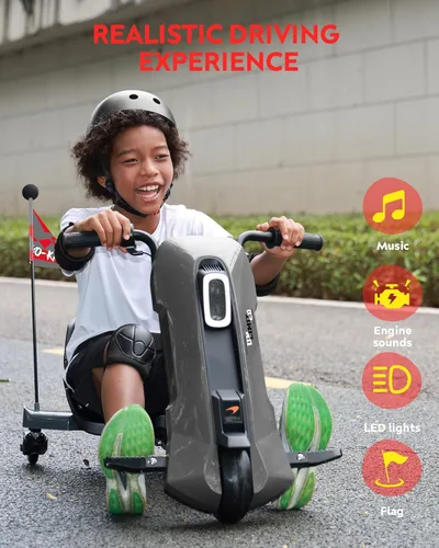 Miniatura 6 de Go Kart eléctrico para niños de 6 a 12 años – Cambio de carro de deriva de 12 V, giro de 360°, agarre giratorio, velocidad continua, máximo 5 MPH, 3