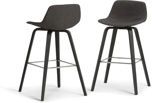 Miniatura 25 de SIMPLIHOME Randolph Taburetes de mostrador (juego de 2) taburetes de bar tapizados de madera curvada de 28 pulgadas de altura del asiento en tela