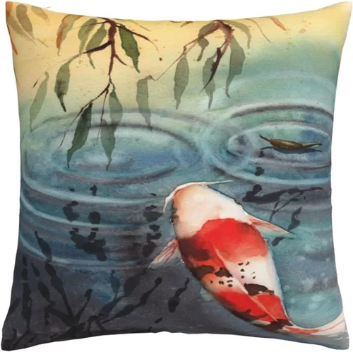 Miniatura 2 de VARUN Fundas de almohada Koi Fish Water Lily Pond Blanco Rojo Carpa Ripples Funda cuadrada para decoración del hogar, sofá, coche, dormitorio, funda