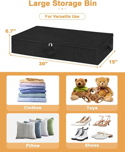 Miniatura 5 de Contenedor de almacenamiento para debajo de la cama, paquete de 3 bolsas de almacenamiento debajo de la cama con tapa, organizador de almacenamiento