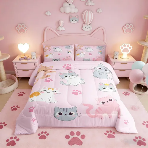 Miniatura 19 de Erosebridal Juego de edredón de zorro para niños, edredón de plumón de oso bosque, ciervo, para dormitorio de niños y niñas, juego de ropa de cama
