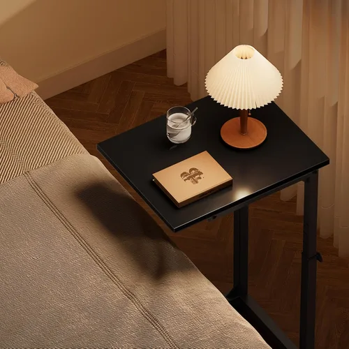 Miniatura 5 de Vagusicc Mesa auxiliar en forma de C para sofá, mesa C de 33 pulgadas de alto, mesa auxiliar de altura ajustable, mesas auxiliares de sofá con marco