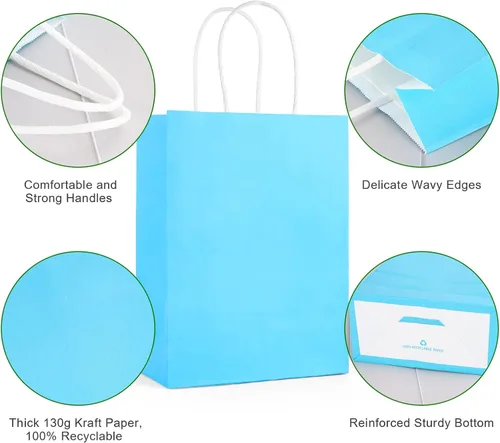 Miniatura 3 de SIMPLECOOL 25 bolsas de regalo de papel pequeñas con asas de 5.9 x 3.1 x 8.3 pulgadas, bolsas de regalo a granel para fiestas, cumpleaños, bodas