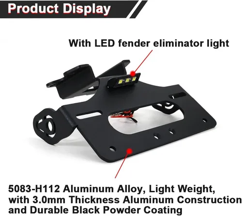 Miniatura 5 de Xitomer Tail Tidy Fit para MT-07 FZ-07 2021-2024, YZF-R7 2021-2025 Soporte eliminador de guardabarros con luz LED de placa de matrícula para OEM