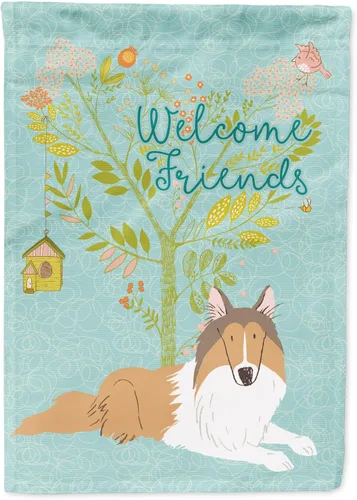 Miniatura 62 de Caroline's Treasures BB7594GF Bandera de jardín de Husky siberiano con texto en inglés "Welcome Friends" - Bandera decorativa para patio exterior