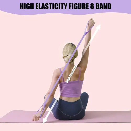 Miniatura 9 de Figure 8 Resistance Bands with Handles, Upgraded Silicone 8-Shaped Exercise Band for Women Arms Shoulder Back Legs Stretching Pilates Yoga