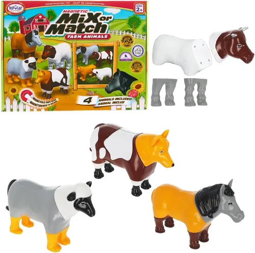 Juego de juguetes magnéticos para mezclar o combinar animales de granja, 16 piezas
